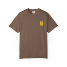 Jenga Tee in Espresso, front: small stacked MIDFIN logo on the left chest